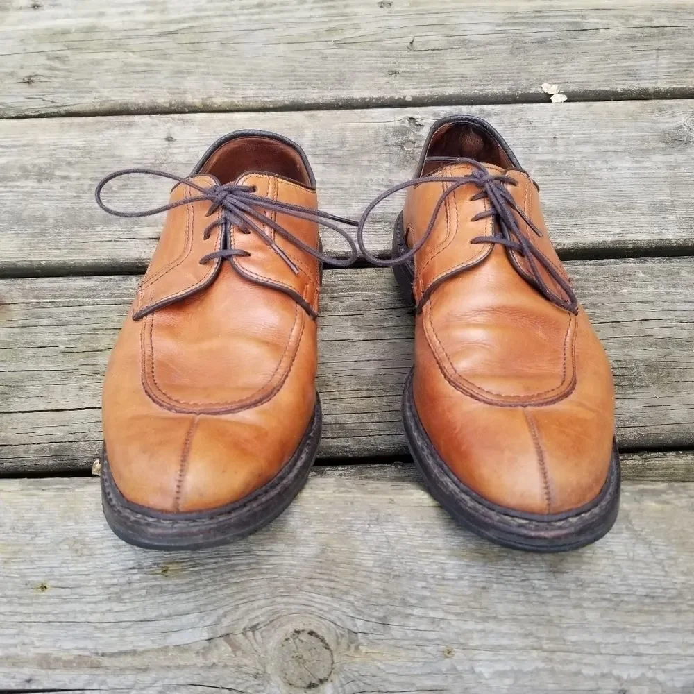 Allen Edmonds Split Front Moc Toe‎ Oxfords Derby Tan Leather Casual Dress 10 D